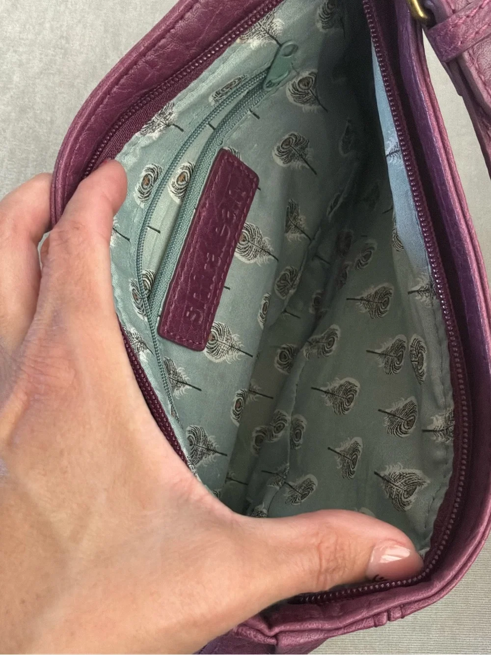 Shiraleah Purple Leather Rounded Zip Hobo Wristlet Bag